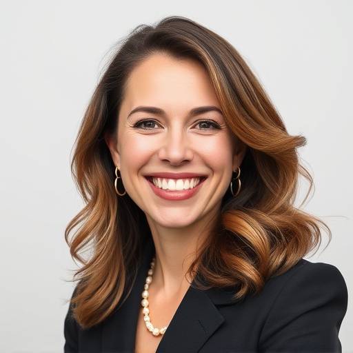 Ritratto professionale di Sofia Verdi, con un'espressione energica e un sorriso comunicativo.